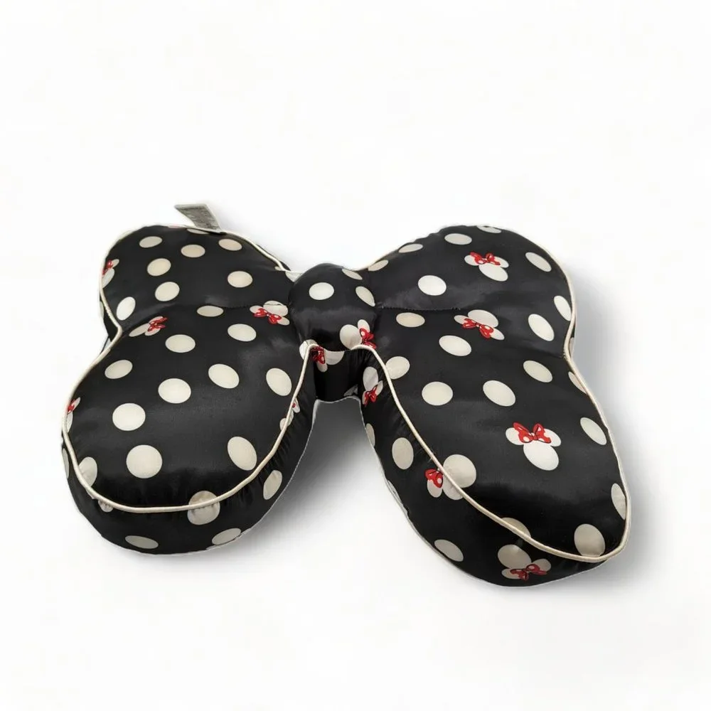 Disney Parks Minnie Mouse Throw Bow Pillow Black Polka Dots and Minnie Mouse